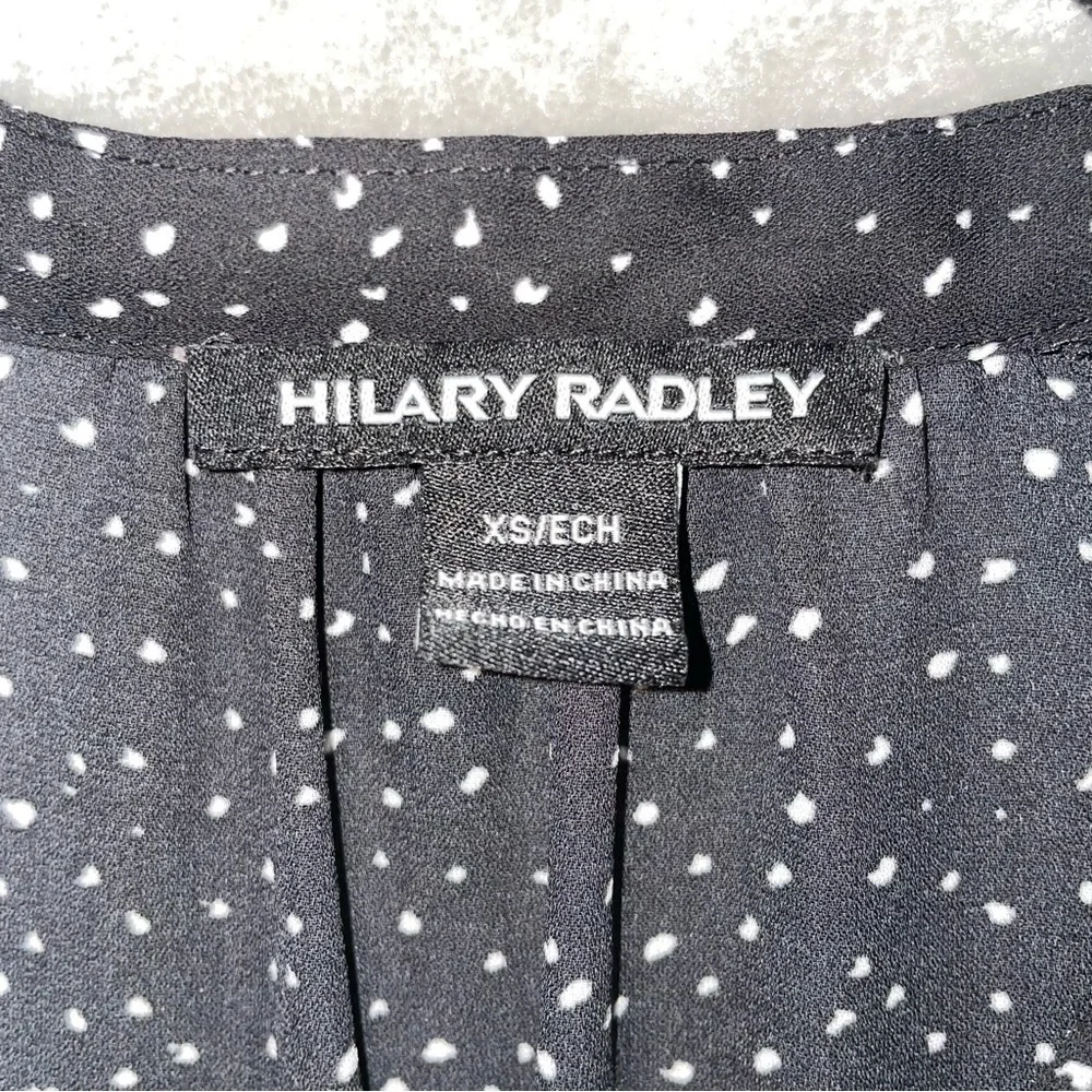 Hilary Radley Black Speckled Print Long Sleeve Tunic Dress Mini Size XS Blouson